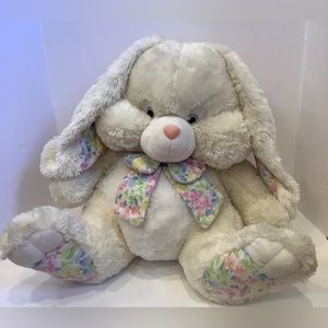 Goffa International Plush Large Bunny Rabbit Floral Terry Cloth Ears Paws Bow